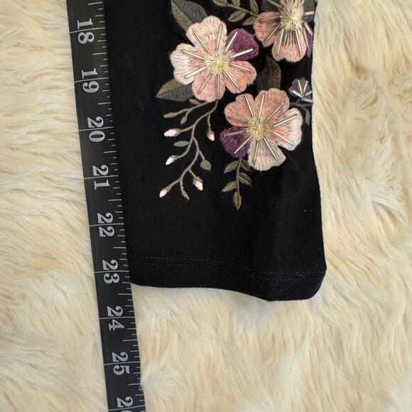 Torrid Black Embroidered Beaded Floral High Rise Leggings 1 - Picture 6 of 7